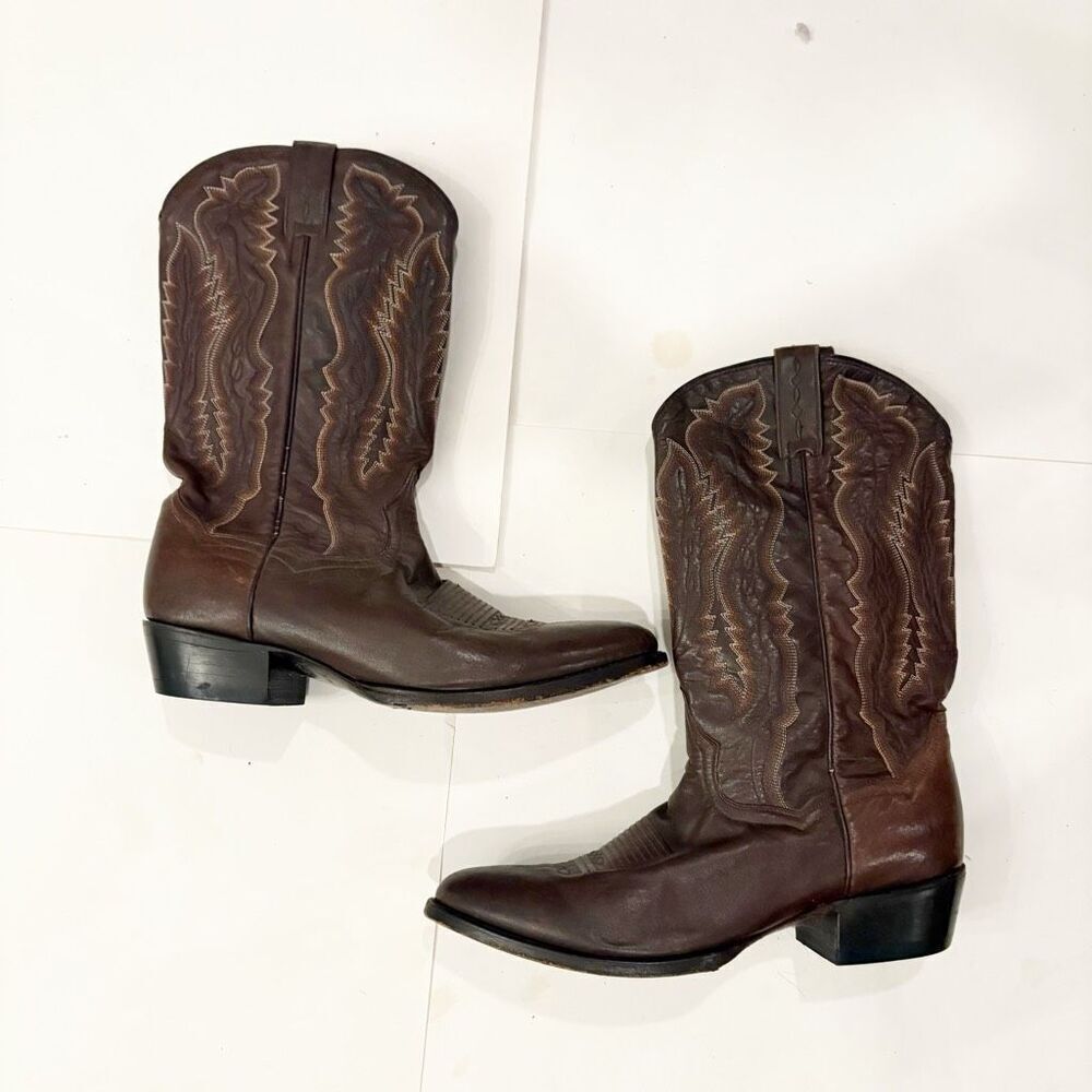 Dan Post Mens Cowboy Boots 9.5 Brown Leather Western Embroidered